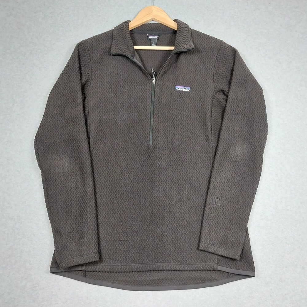 Patagonia Jacket Womens Large Black R1 Air Zip Neck Regulator 1/4 Zip Pullover